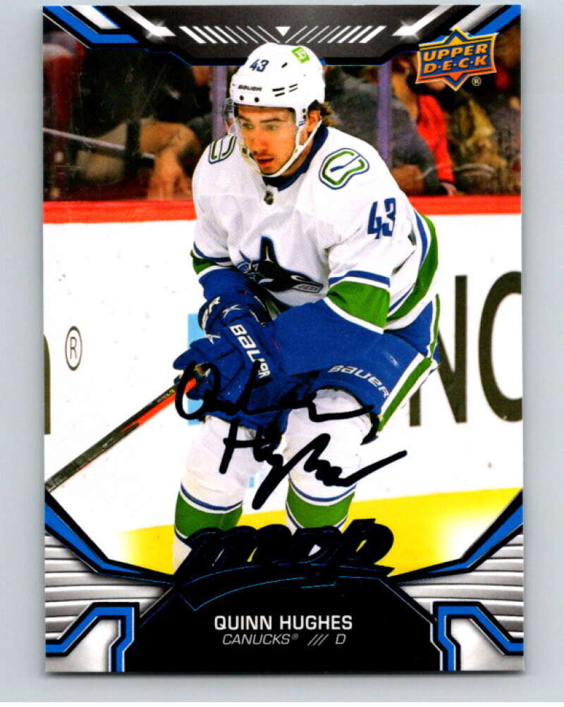 2022-23 UD MVP Blue Script #208 Quinn Hughes Vancouver Canucks V86268 Image 1