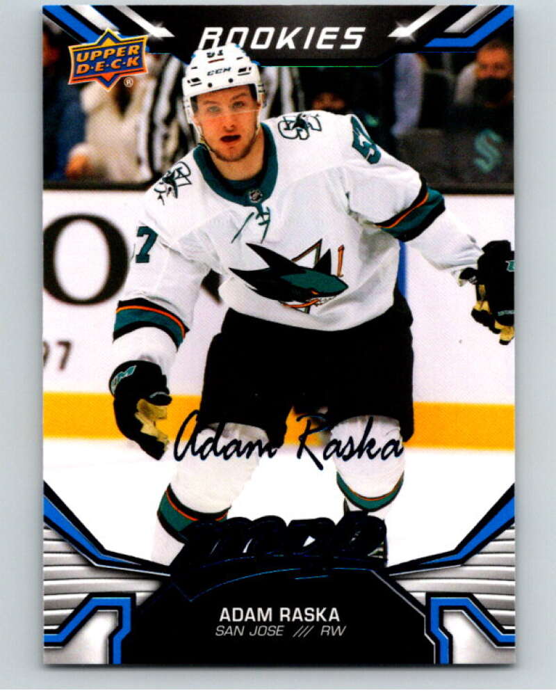 2022-23 UD MVP Blue Script #230 Adam Raska RC Rookie San Jose Sharks V86289 Image 1