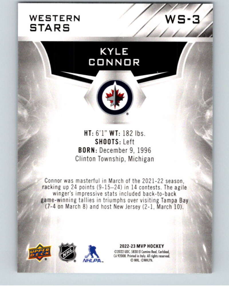2022-23 Upper Deck MVP Western Stars #WS-3 Kyle Connor Winnipeg Jets V86310 Image 2