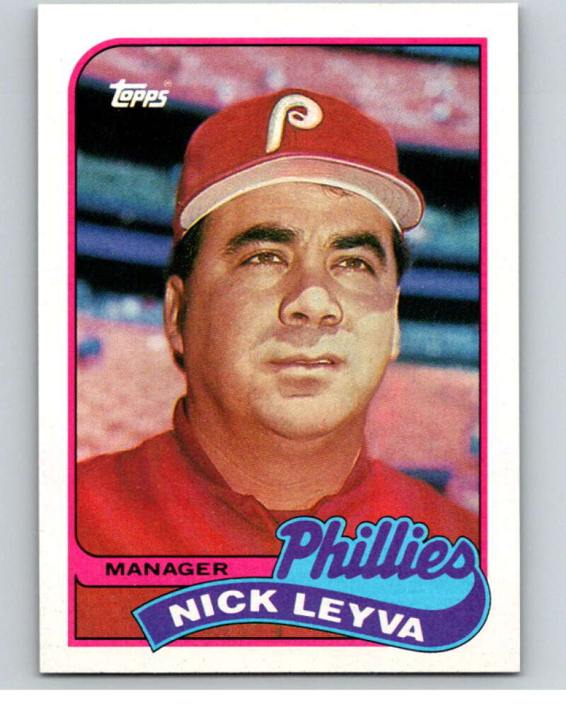 1989 Topps Baseball #74 Nick Leyva MG Philadelphia Phillies Image 1