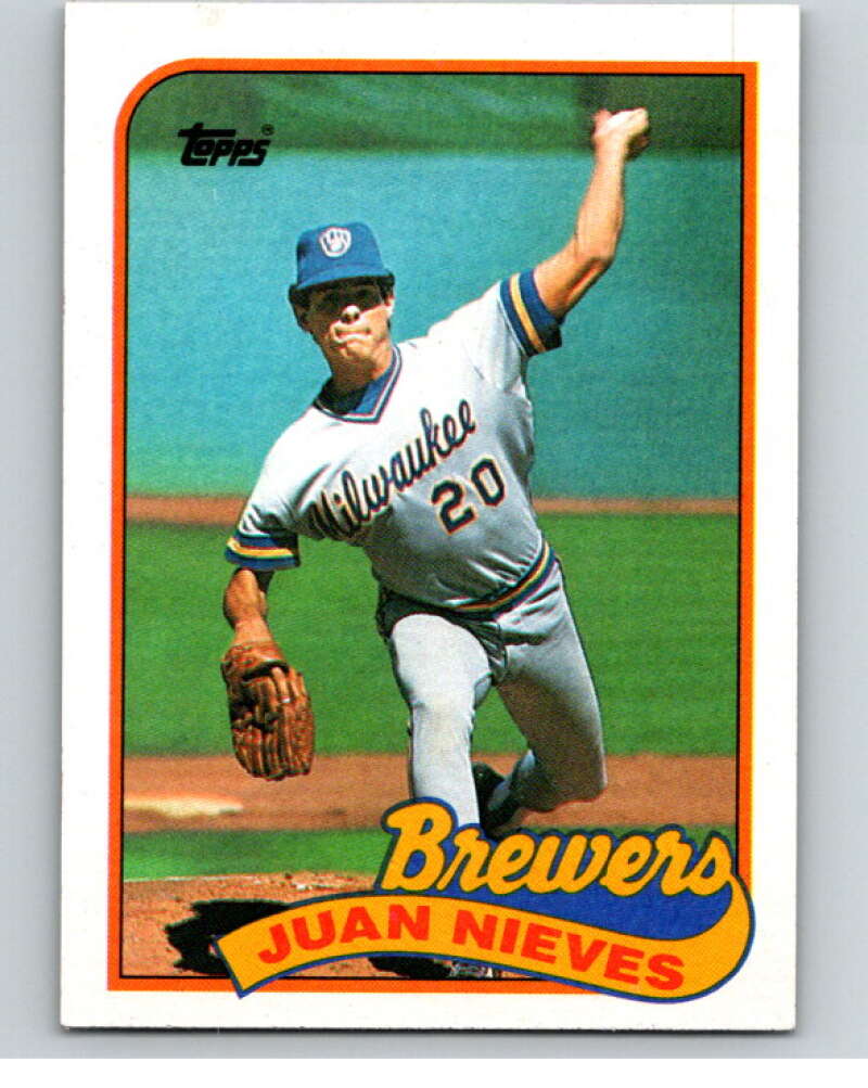 1989 Topps Baseball #287 Juan Nieves Milwaukee Brewers Image 1