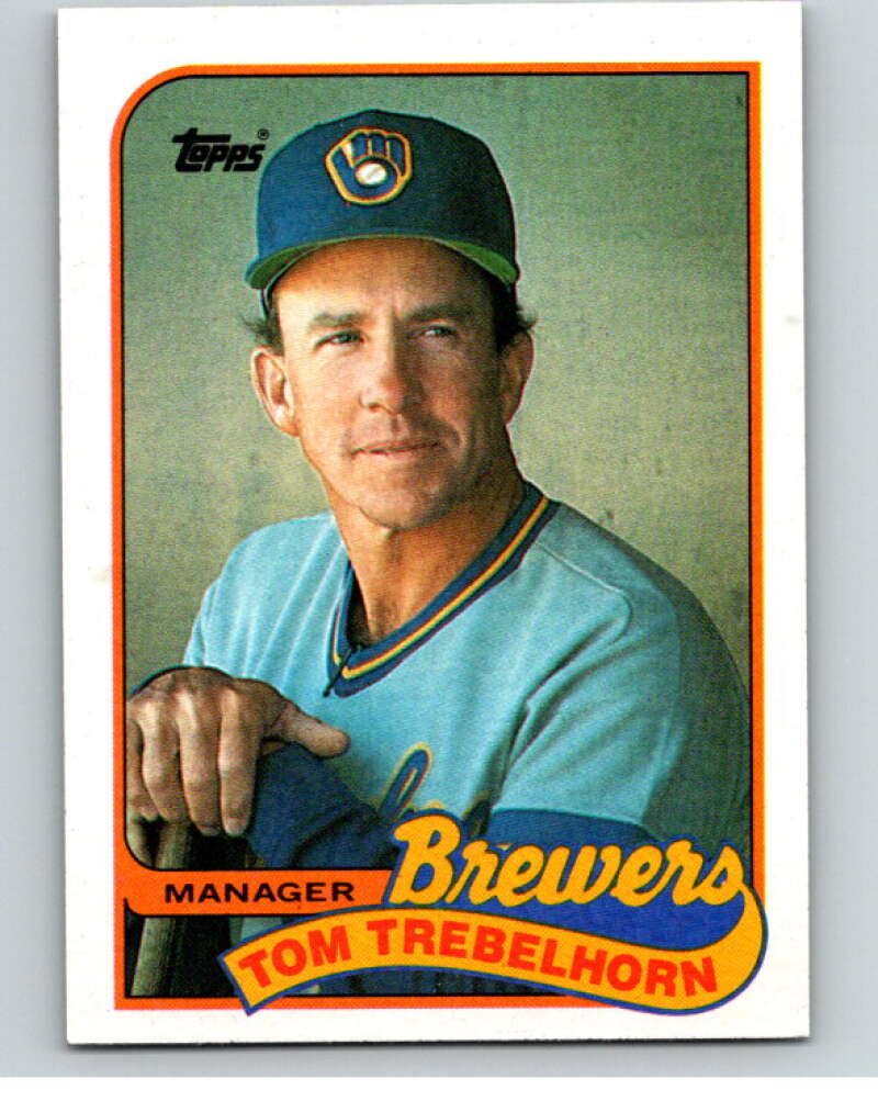 1989 Topps Baseball #344 Tom Trebelhorn MG Milwaukee Brewers Image 1
