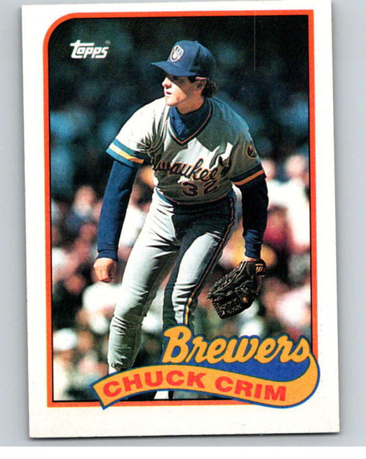 1989 Topps Baseball #466 Chuck Crim  Milwaukee Brewers  Image 1