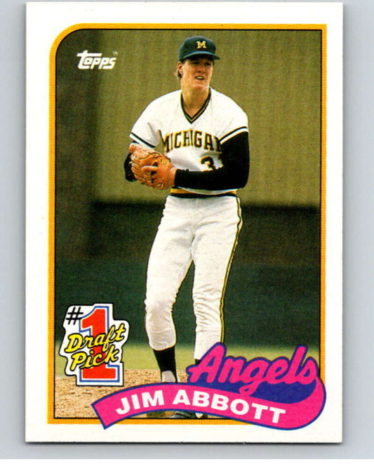1989 Topps Baseball #573 Jim Abbott  RC Rookie California Angels  Image 1