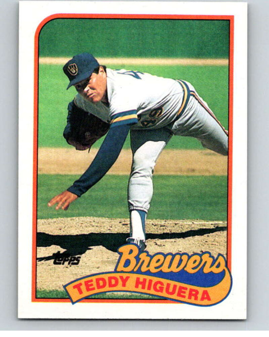 1989 Topps Baseball #595 Teddy Higuera  Milwaukee Brewers  Image 1