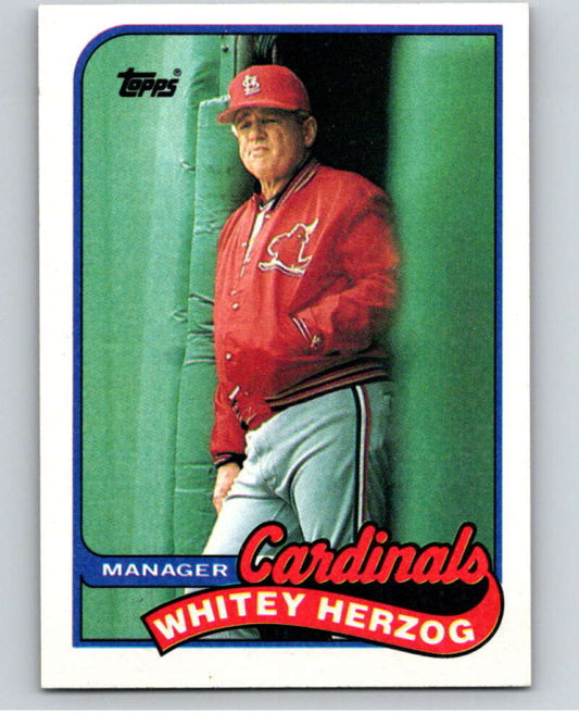 1989 Topps Baseball #654 Whitey Herzog MG  St. Louis Cardinals  Image 1