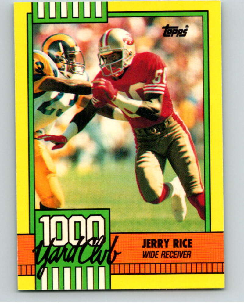 1990 Topps Football 1000 Yard Club (One Asterisk) #1 Jerry Rice Image 1