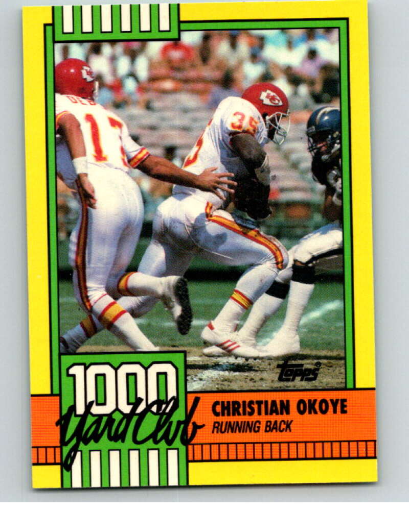 1990 Topps Football 1000 Yard Club (One Asterisk) #2 Christian Okoye Image 1