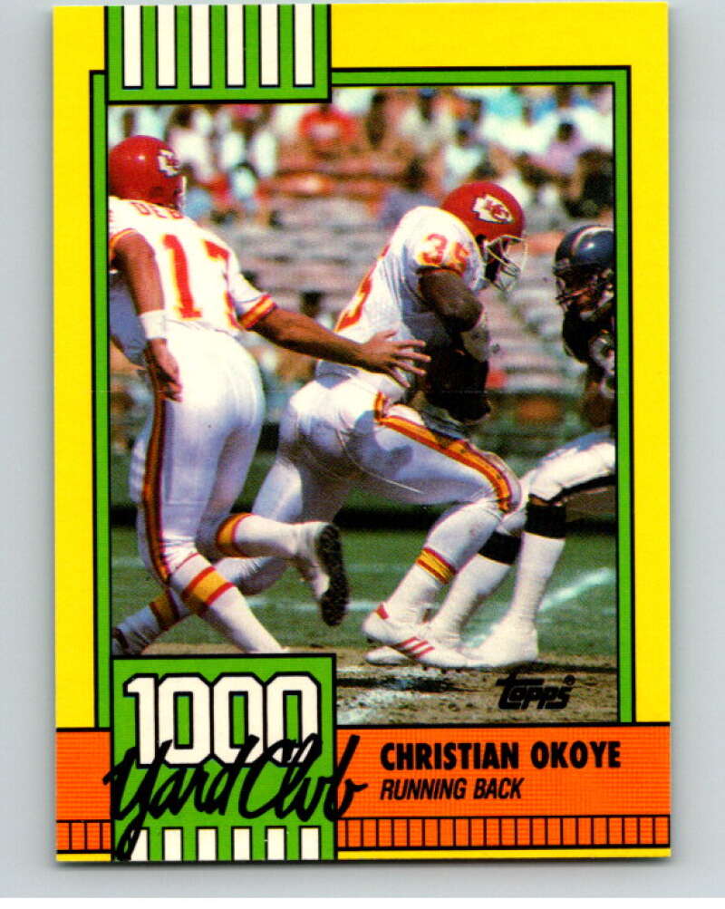 1990 Topps Football 1000 Yard Club (Two Asterisks) #2 Christian Okoye Image 1