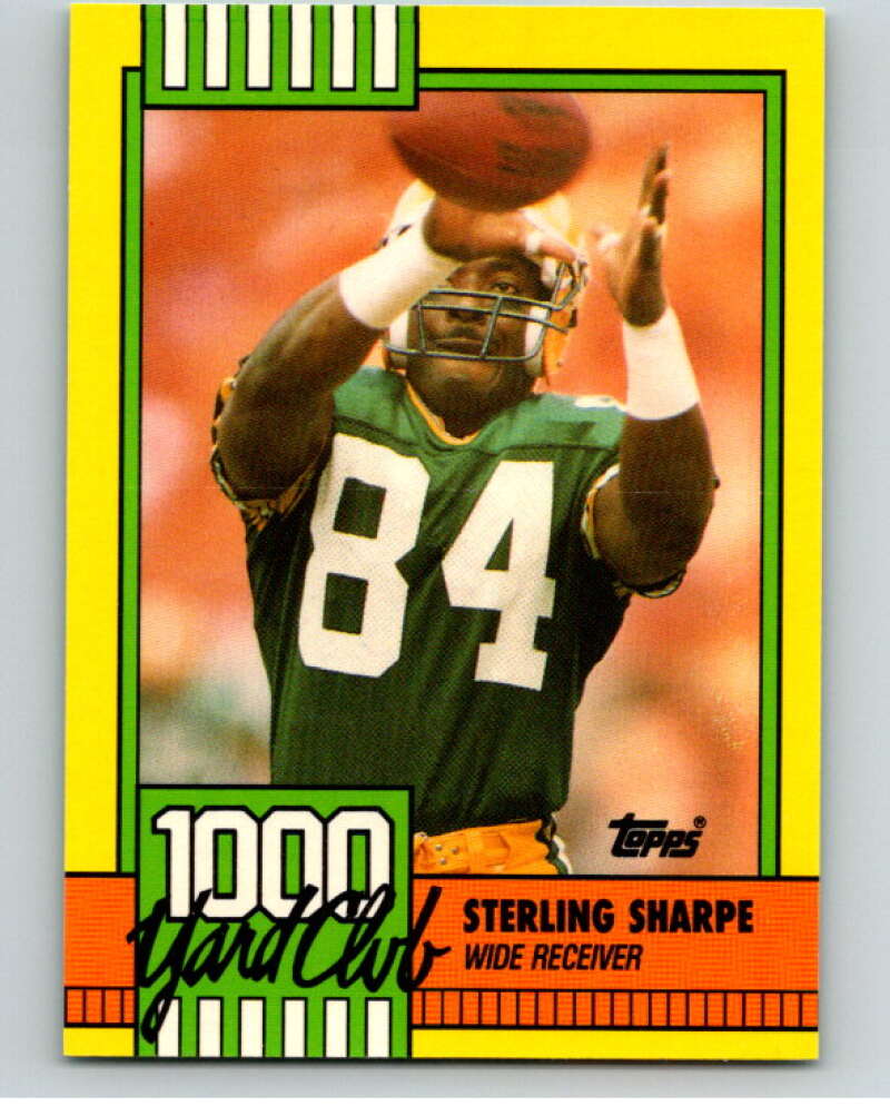 1990 Topps Football 1000 Yard Club (Two Asterisks) #4 Sterling Sharpe Image 1