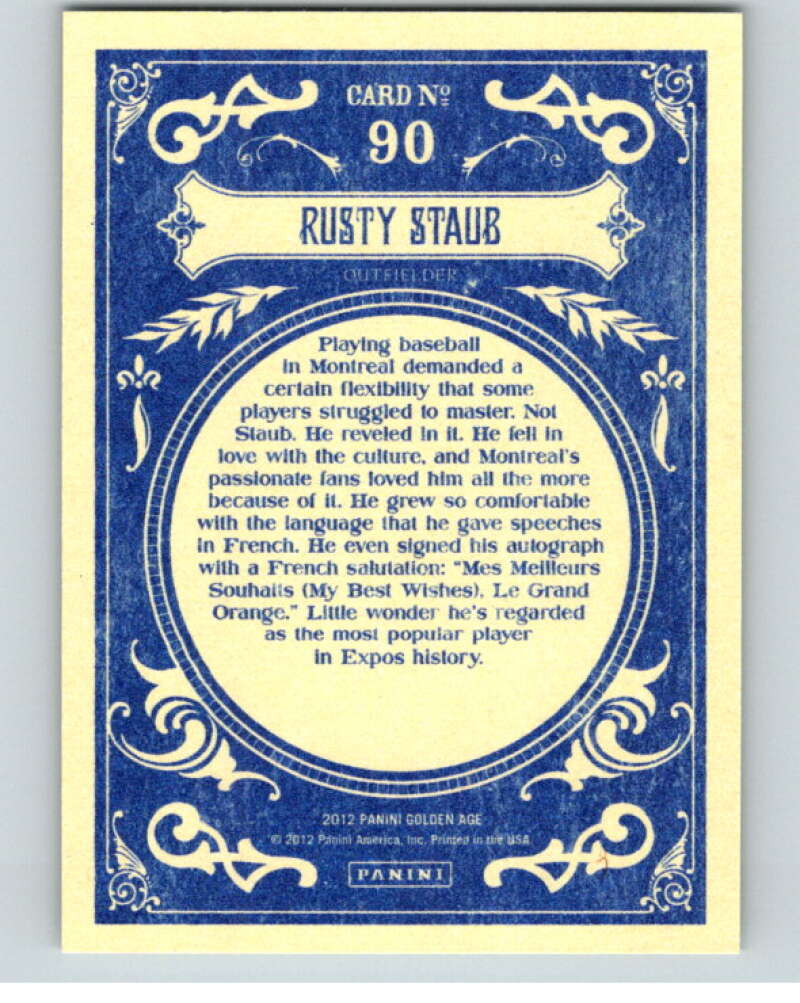 2012 Panini Golden Age #90 Rusty Staub V86992 Image 2