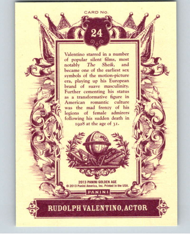 2013 Panini Golden Age #24 Rudolph Valentino V87063 Image 2