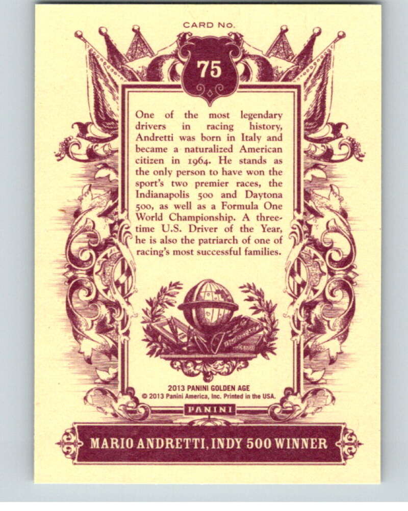 2013 Panini Golden Age #75 Mario Andretti V87106 Image 2