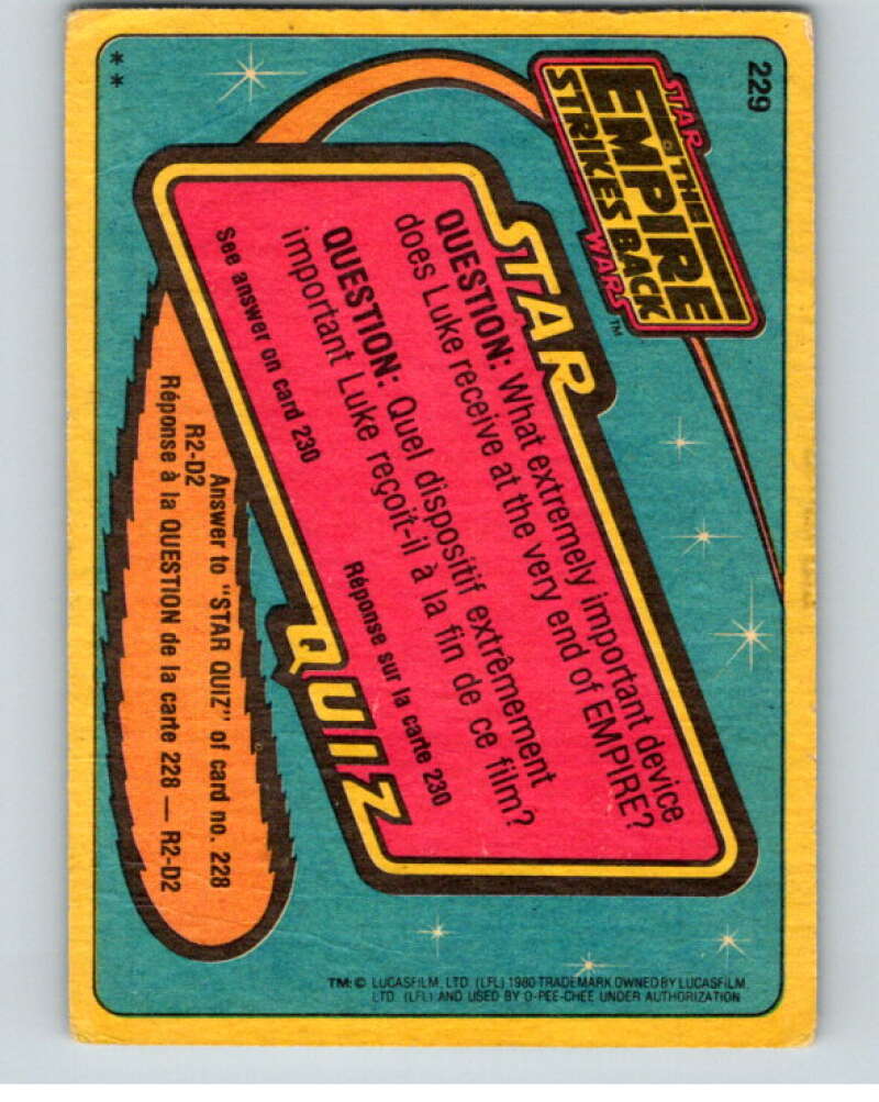 1980 OPC The Empire Strikes Back #229 R2-D2 Kenny Baker V91536 Image 2