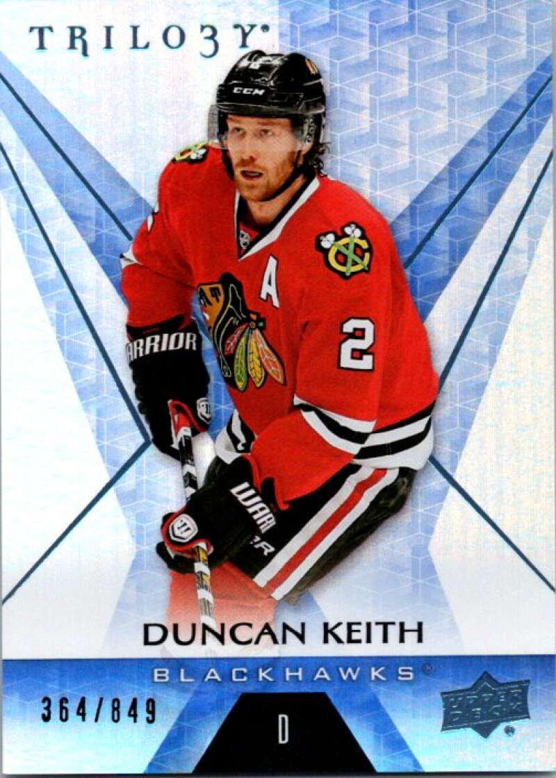 2016-17 Trilogy Blue Rainbow Foil #27 Duncan Keith SER/849 Blackhawks V93782 Image 1