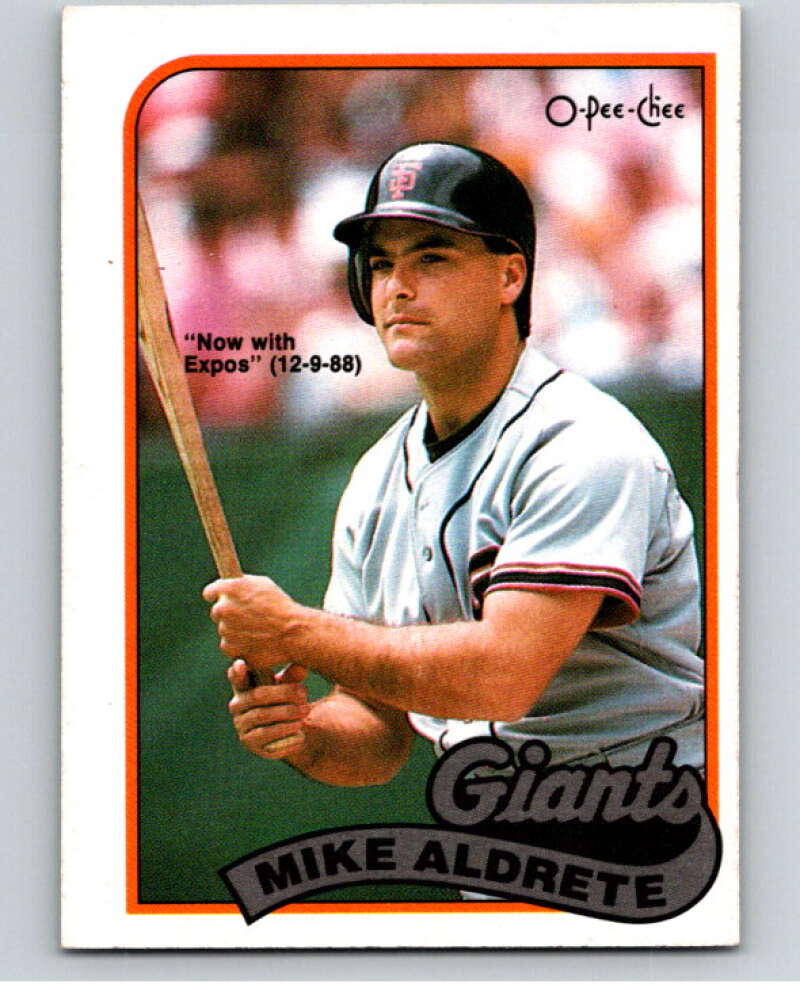 1989 O-Pee-Chee Baseball #9 Mike Aldrete Expos/Giants V95295 Image 1