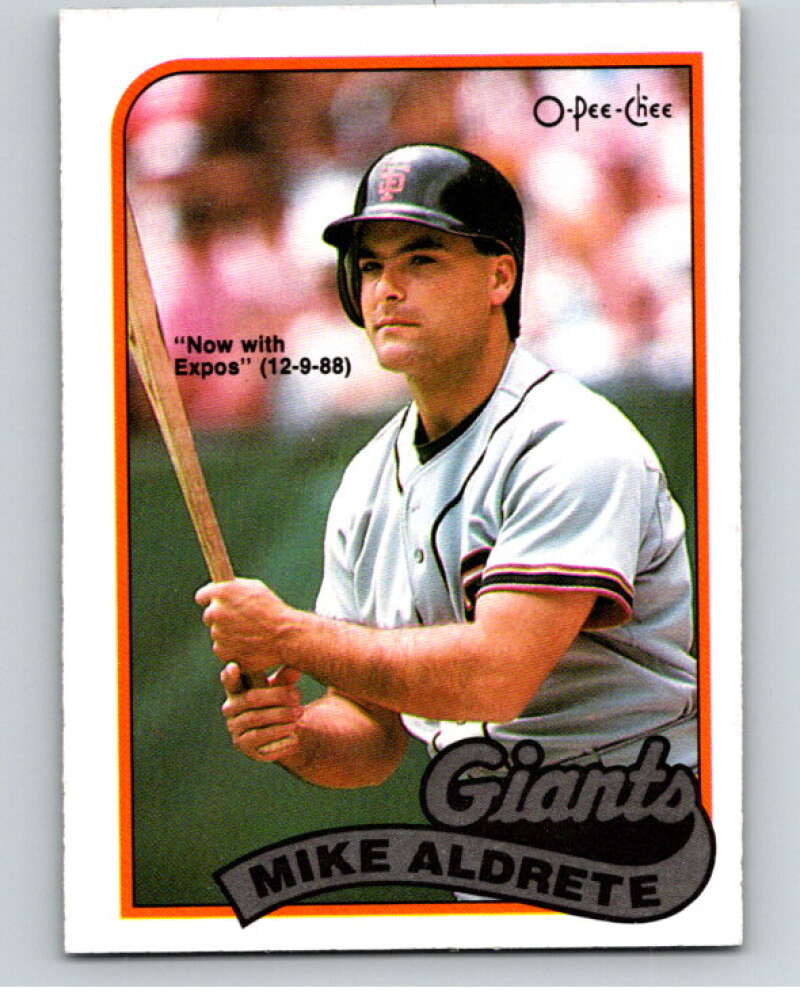 1989 O-Pee-Chee Baseball #9 Mike Aldrete Expos/Giants V95296 Image 1