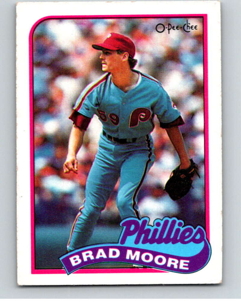 1989 O-Pee-Chee Baseball #202 Brad Moore Philadelphia Phillies V95768 Image 1