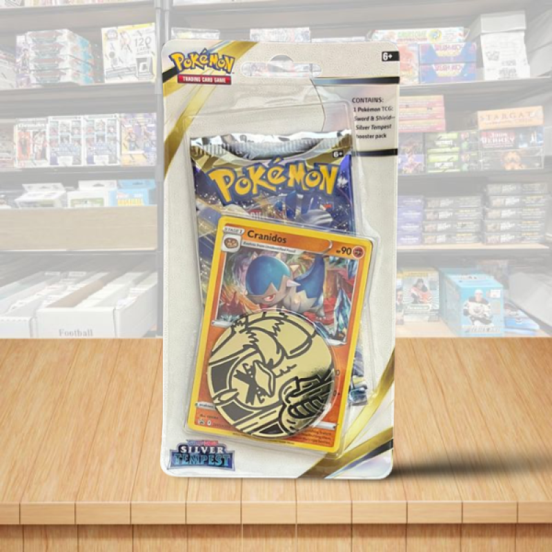 Pokemon S&S Silver Tempest Booster Sealed Booster Pack + Cranidos Card + Coin Image 1