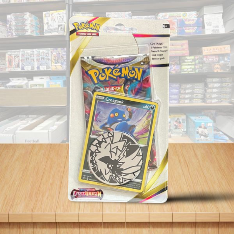 Pokemon S&S Lost Origin Booster Sealed Booster Pack + Croagunk Card + Coin Image 1