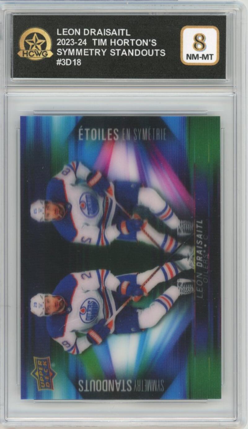 2023-24 UD Tim Hortons Symmetry #3D18 Leon Draisaitl Hockey Graded HCWG 8 Image 1