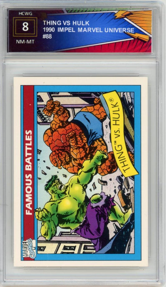 1990 Impel Marvel Universe #88 Thing VS Hulk - Graded HCWG 8 NM-MT Image 1