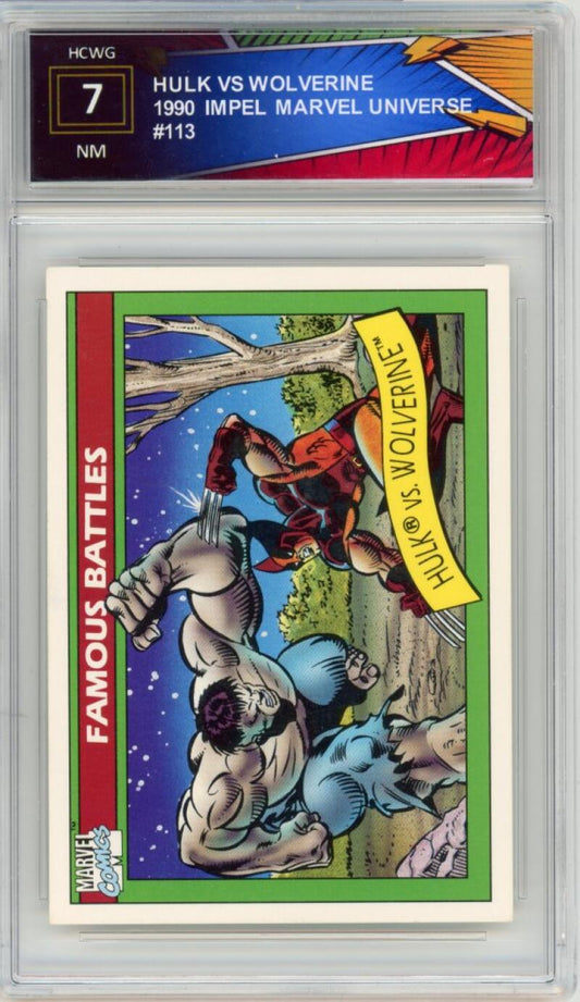 1990 Impel Marvel Universe #113 Hulk VS Wolverine - Graded HCWG 7 NM Image 1