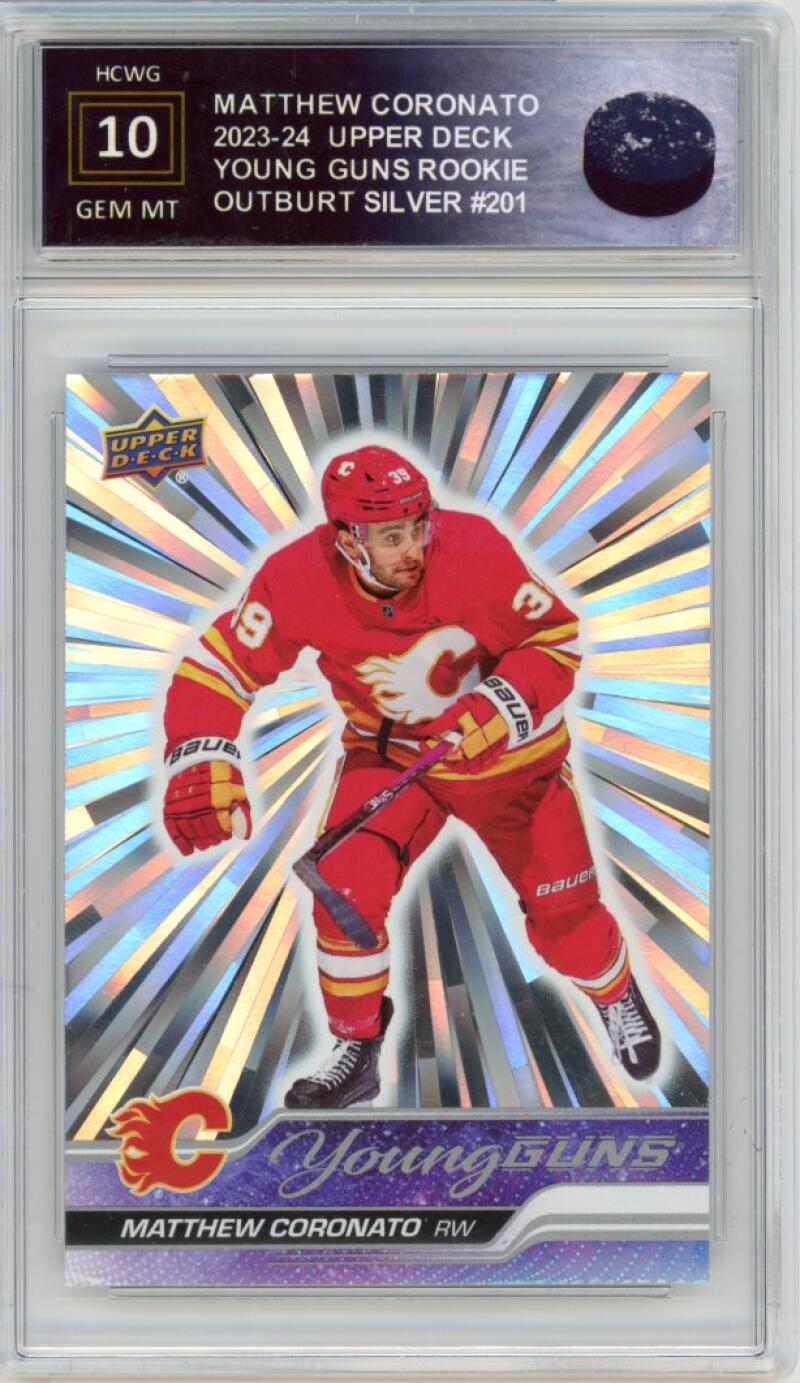 2023-24 Upper Deck Outburst #201 Matthew Coronato Young Guns Graded HCWG 10 Image 1