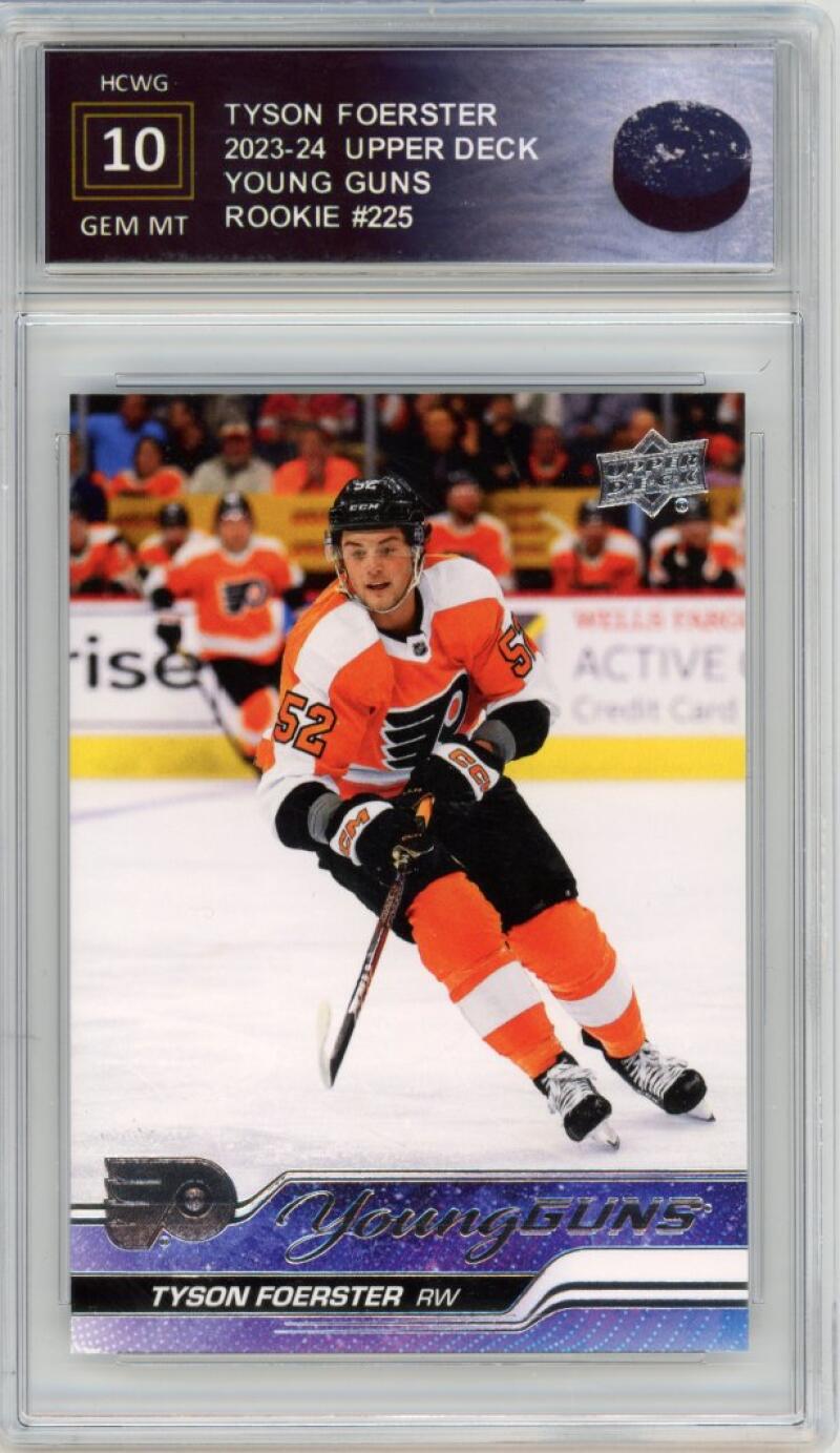 2023-24 Upper Deck #225 Tyson Foerster Young Guns YG Graded Gem Mt HCWG 10 Image 1