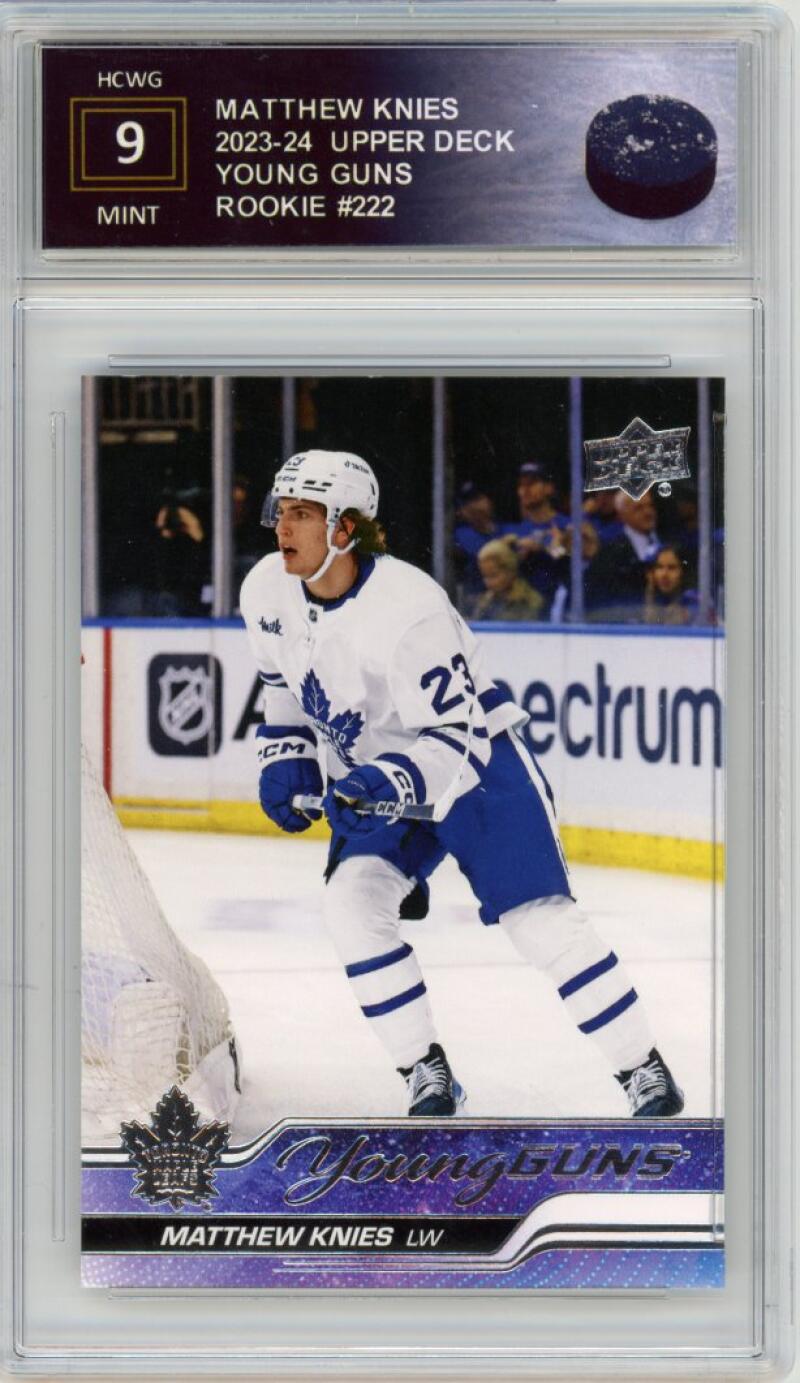 2023-24 Upper Deck #222 Matthew Knies Young Guns YG Graded Mint HCWG 9 Image 1