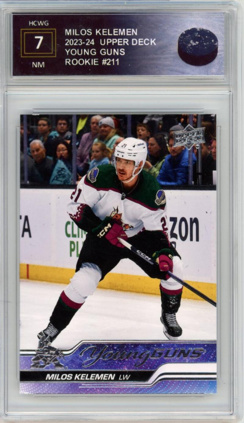 2023-24 Upper Deck #211 Milos Kelemen Young Guns YG Graded NM HCWG 7 Image 1