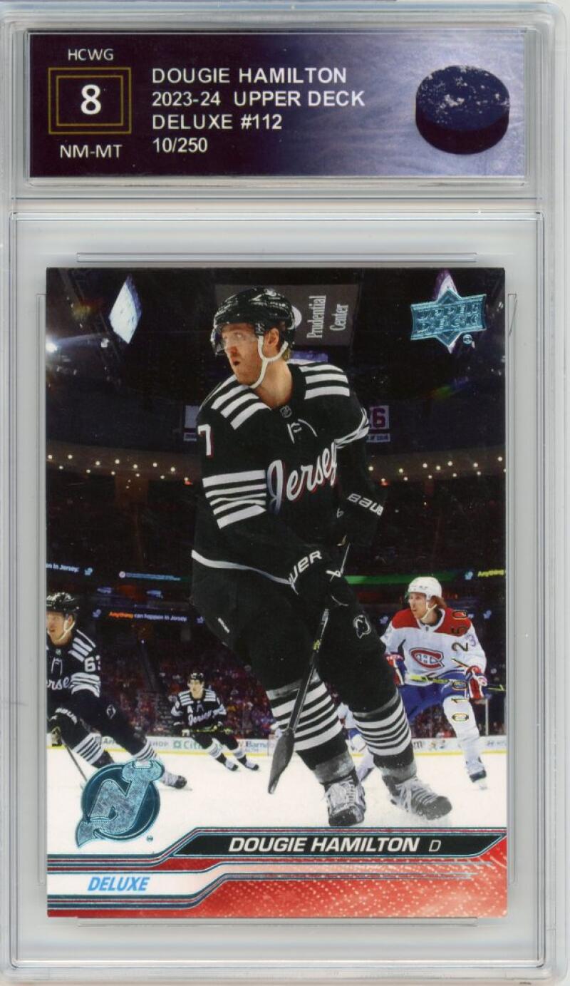 2023-24 Upper Deck Deluxe #112 Dougie Hamilton 10/250 Graded Nm-Mt HCWG 8 Image 1