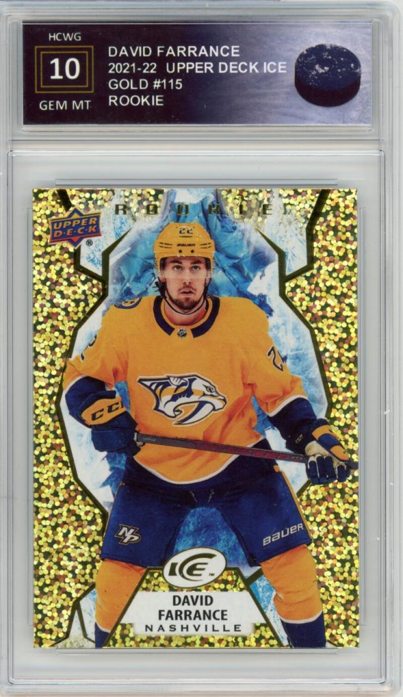 2021-22 Upper Deck Ice Gold #115 David Farrance Rookie Graded Gem Mt HCWG 10 Image 1