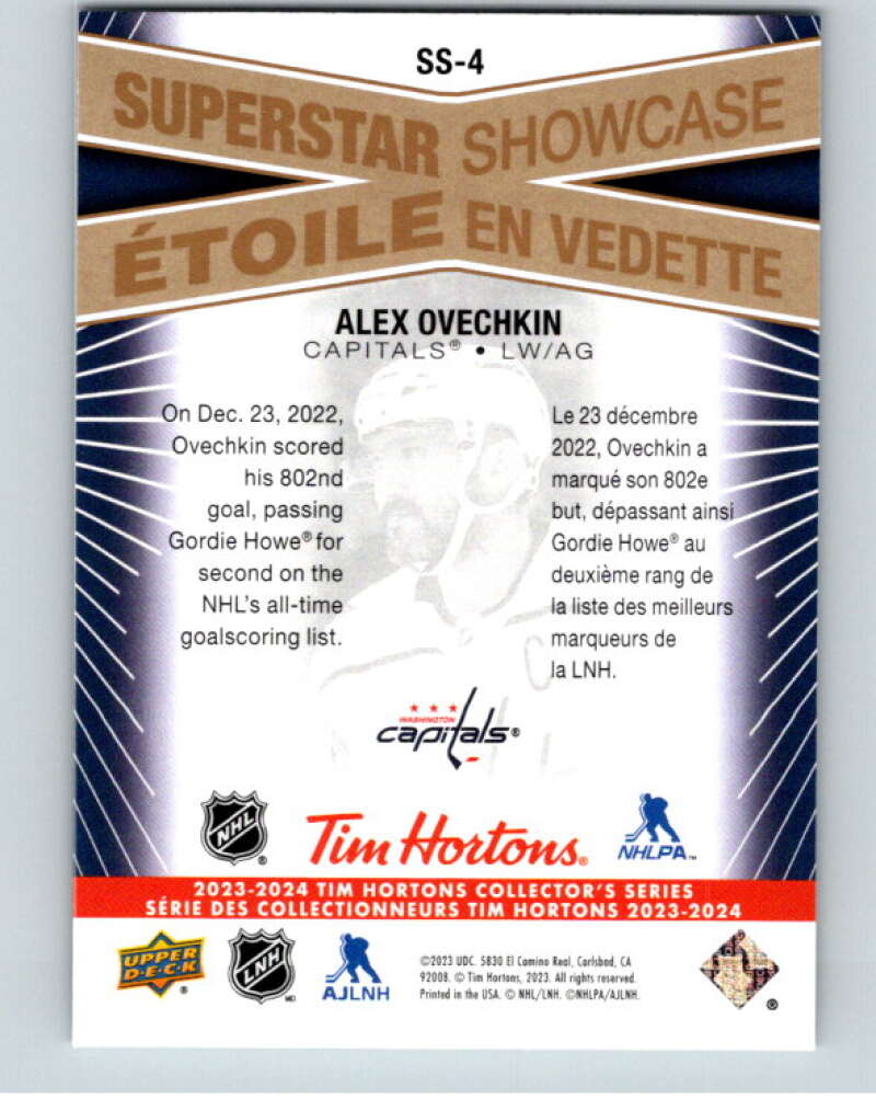 2023-24 UD Tim Hortons Superstar Showcase #SS-4 Alex Ovechkin Washington V96325 Image 2