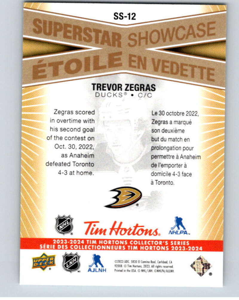 2023-24 UD Tim Hortons Superstar Showcase #SS-12 Trevor Zegras Ducks V96345 Image 2