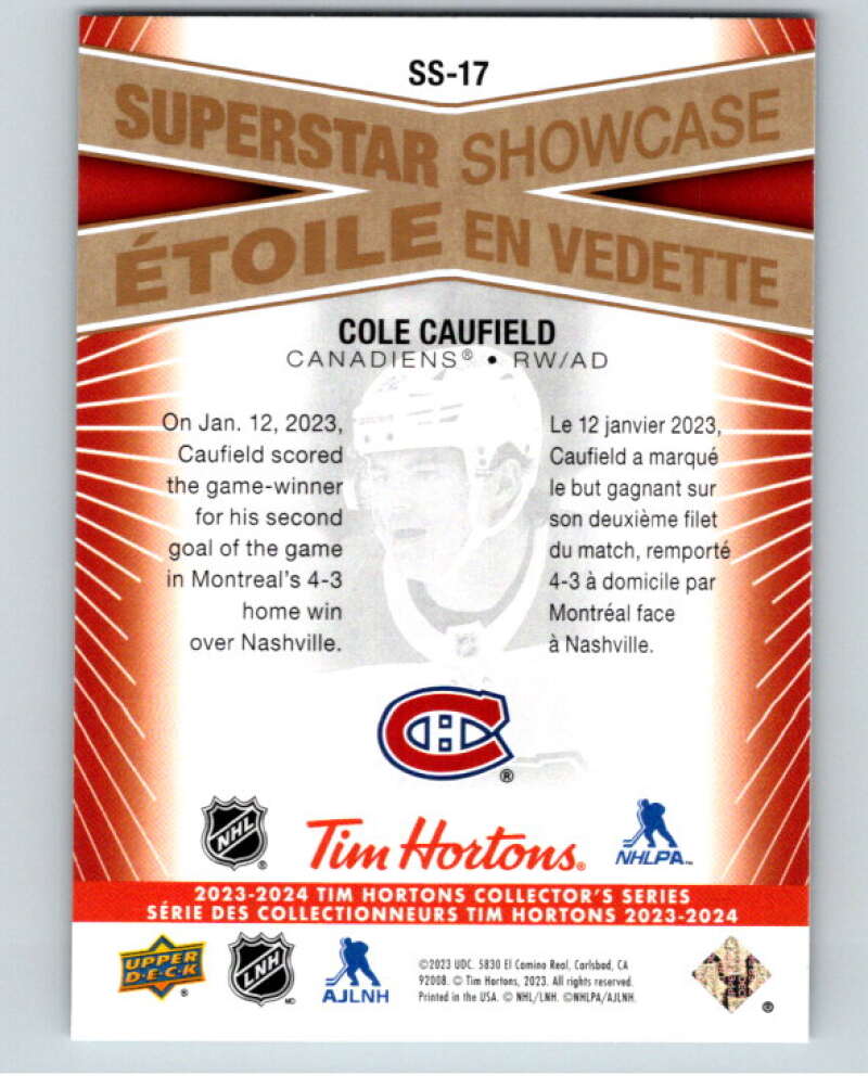 2023-24 UD Tim Hortons Superstar Showcase #SS-17 Cole Caufield Montreal V96358 Image 2