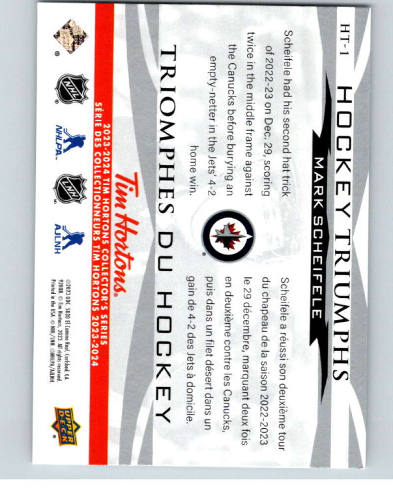 2023-24 UD Tim Hortons Hockey Triumphs #HT-1 Mark Scheifele Jets V96364 Image 2