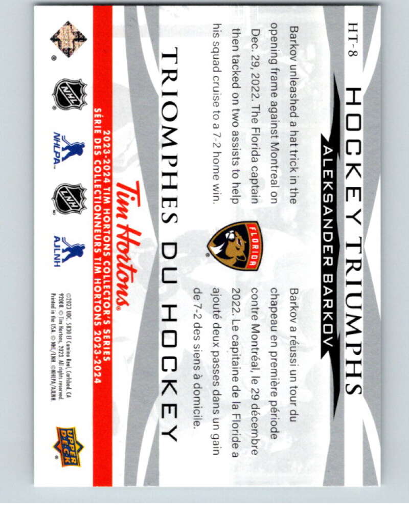 2023-24 UD Tim Hortons Hockey Triumphs #HT-8 Aleksander Barkov Florida V96384 Image 2