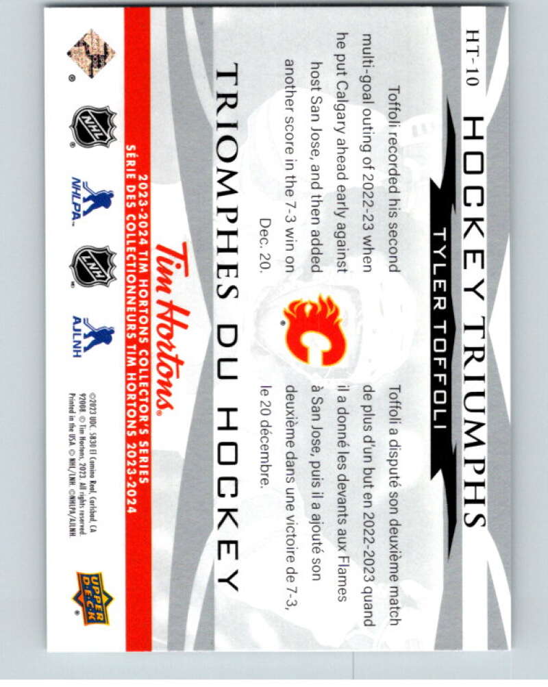 2023-24 UD Tim Hortons Hockey Triumphs #HT-10 Tyler Toffoli Flames V96391 Image 2