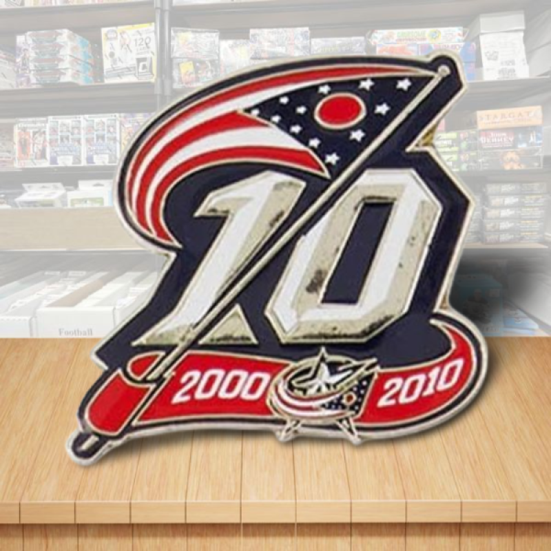 Columbus Blue Jackets 10th Anniversary Logo Hockey Pin - Butterfly Clutch Backing Image 1