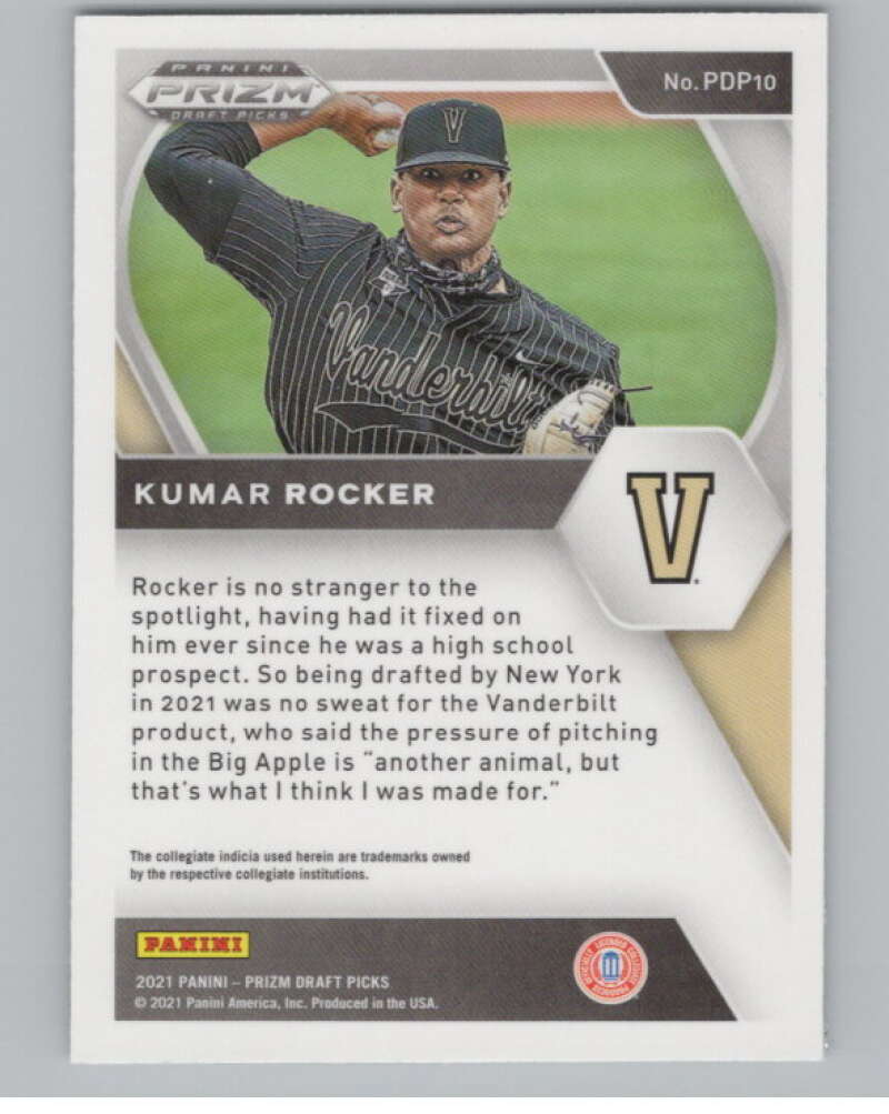 2021 Panini Prizm Draft Picks Baseball #10 Kumar Rocker Vanderbilt V97266 Image 2