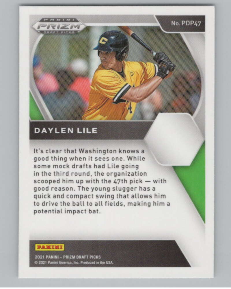 2021 Panini Prizm Draft Picks Baseball #47 Daylen Lile High School V97270 Image 2