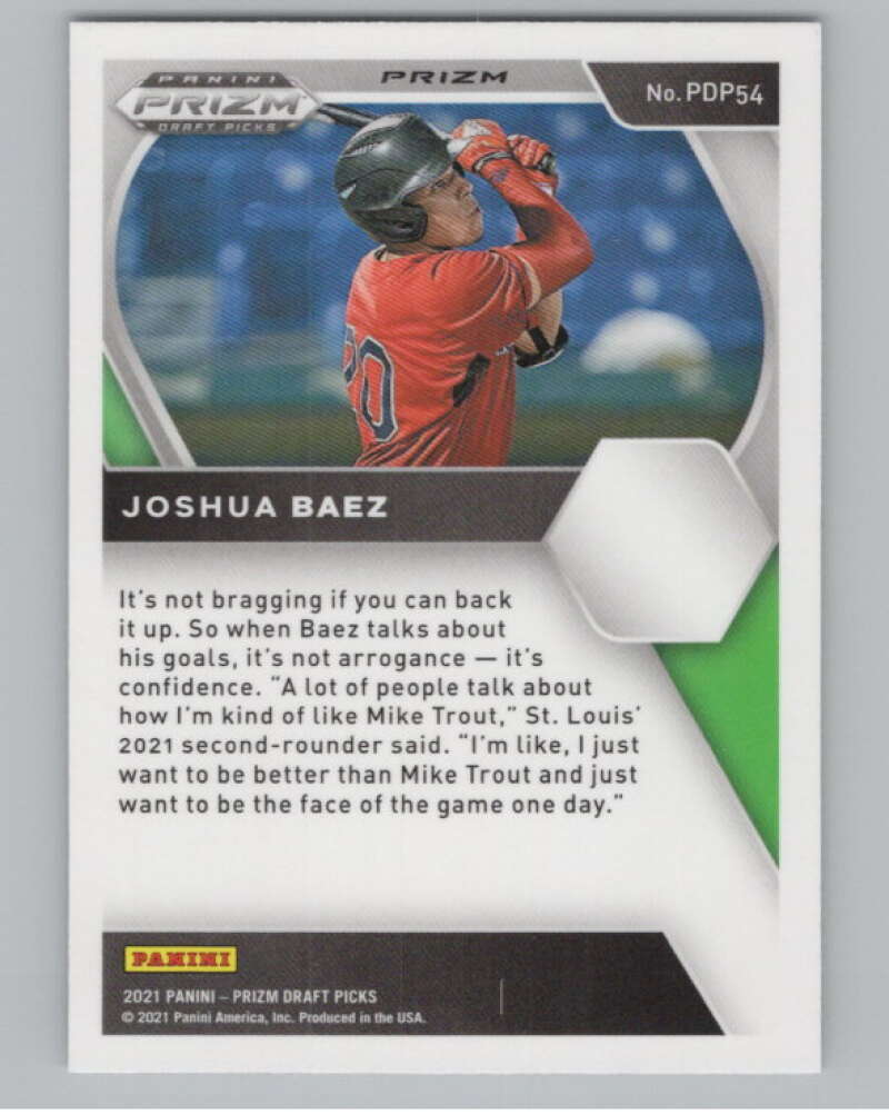 2021 Panini Prizm Draft Picks Baseball #54 Joshua Baez High School V97271 Image 2