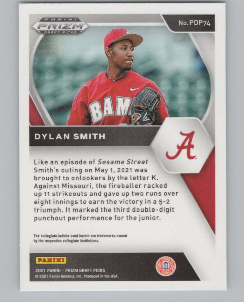 2021 Panini Prizm Draft Picks Baseball #74 Dylan Smith Alabama Crimson V97275 Image 2