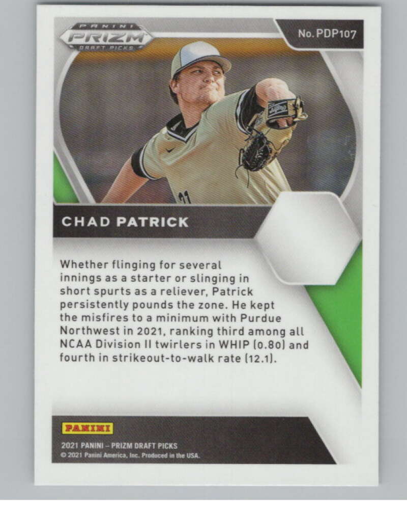 2021 Panini Prizm Draft Picks Baseball #107 Chad Patrick Purdue V97279 Image 2