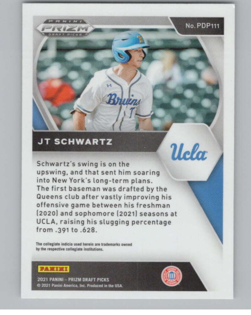 2021 Panini Prizm Draft Picks Baseball #111 JT Schwartz UCLA Bruins V97280 Image 2