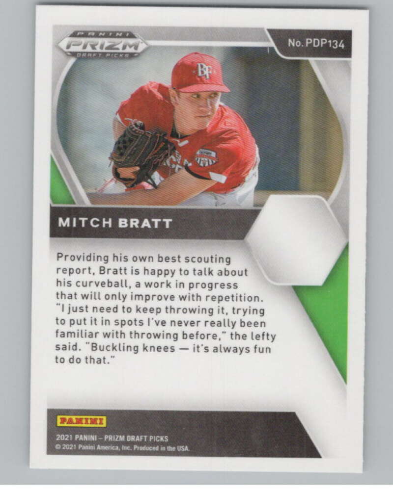 2021 Panini Prizm Draft Picks Baseball #134 Mitch Bratt High School V97284 Image 2