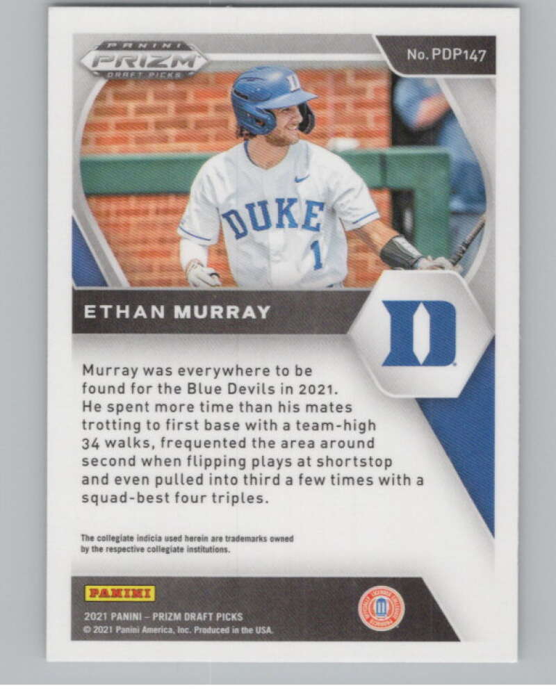 2021 Panini Prizm Draft Picks Baseball #147 Ethan Murray Duke Blue V97286 Image 2