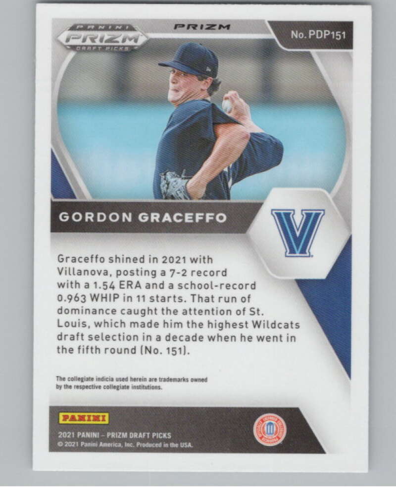 2021 Panini Prizm Draft Picks Baseball #151 Gordon Graceffo Villanova V97287 Image 2