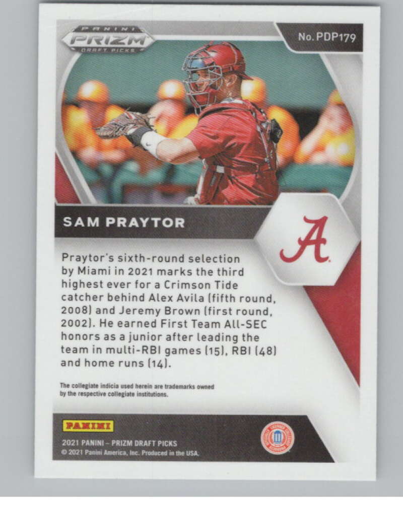 2021 Panini Prizm Draft Picks Baseball #179 Sam Praytor Alabama V97291 Image 2